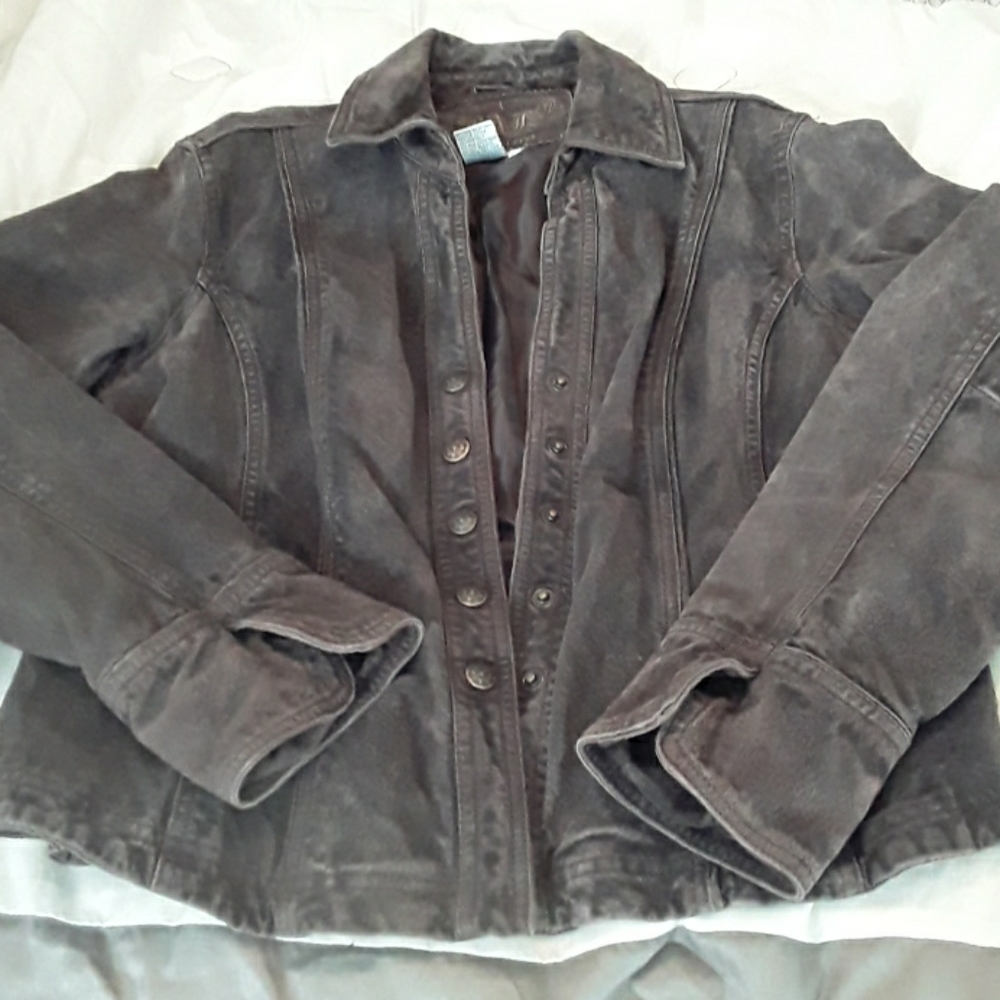 Live A Little Womens Brown leather jacket